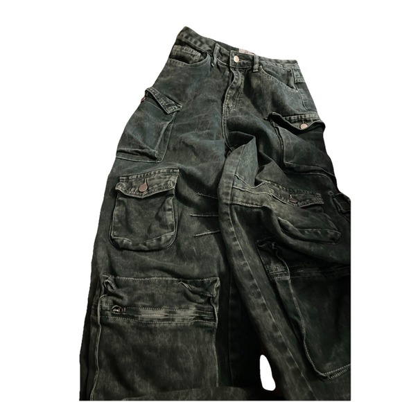 Fashion‎ Nova Cargo Pants Wide Leg Lot Of Pockets Women's Size 5 Light Gray Boho - Picture 9 of 13